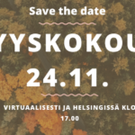save the date: syyskokous 24.11. virtuaalisesti ja helsingissä klo 17